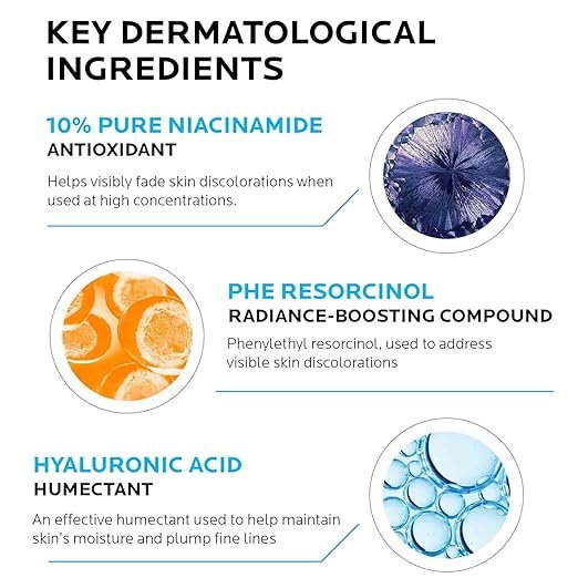 la roche posay la roche posay niacinamide 10 face serum, brightening and anti aging facial serum with 10% niacinamide, reduces the look of dark spots, discoloration, and uneven skin tone