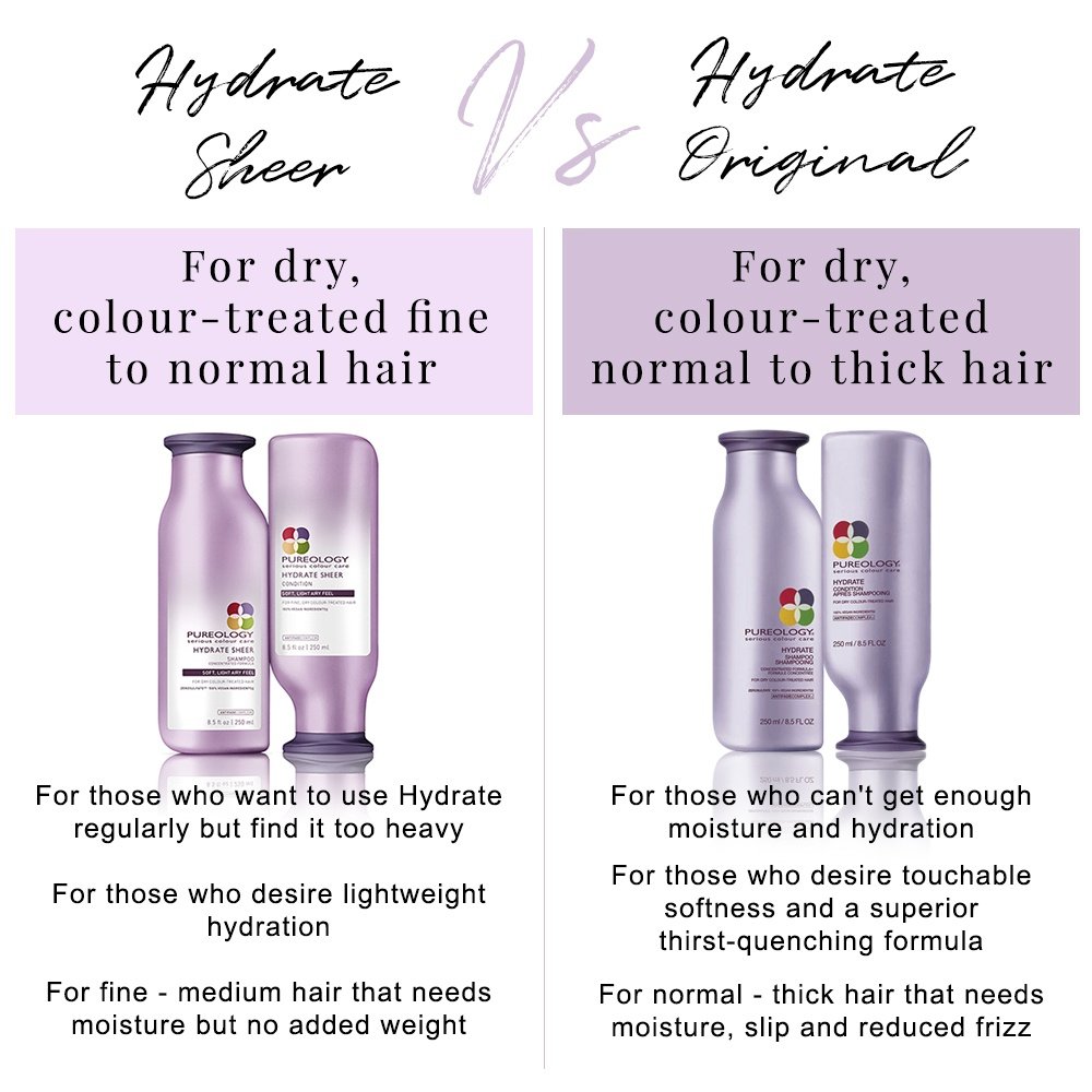 pureology hydrate sheer shampoo – 8.5 fl oz / 250 ml